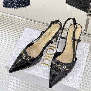 Premium Dior Black Ribbed Heels